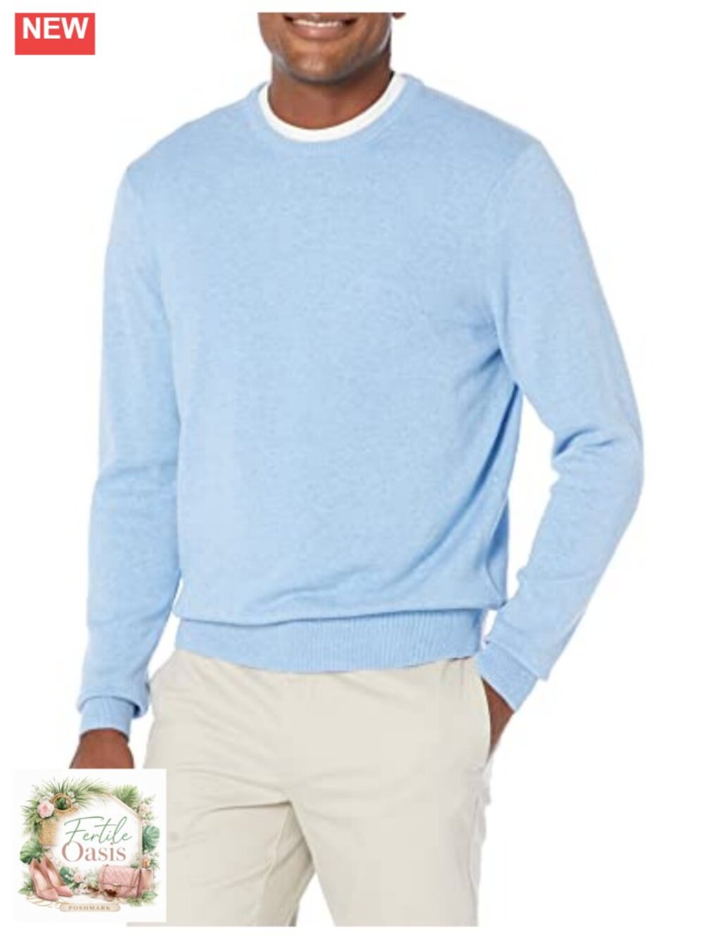 Men's Cable Knit Long-Sleeve Crewneck Sweater 100% Cotton